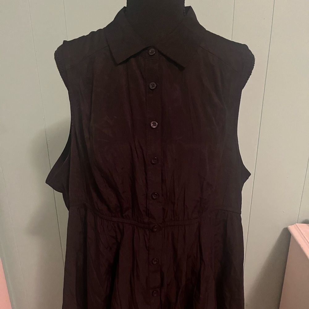 Torrid Lexie Hi-Lo Sleeveless Button Front Blouse Georgette Tunic 2X 19-20 Black